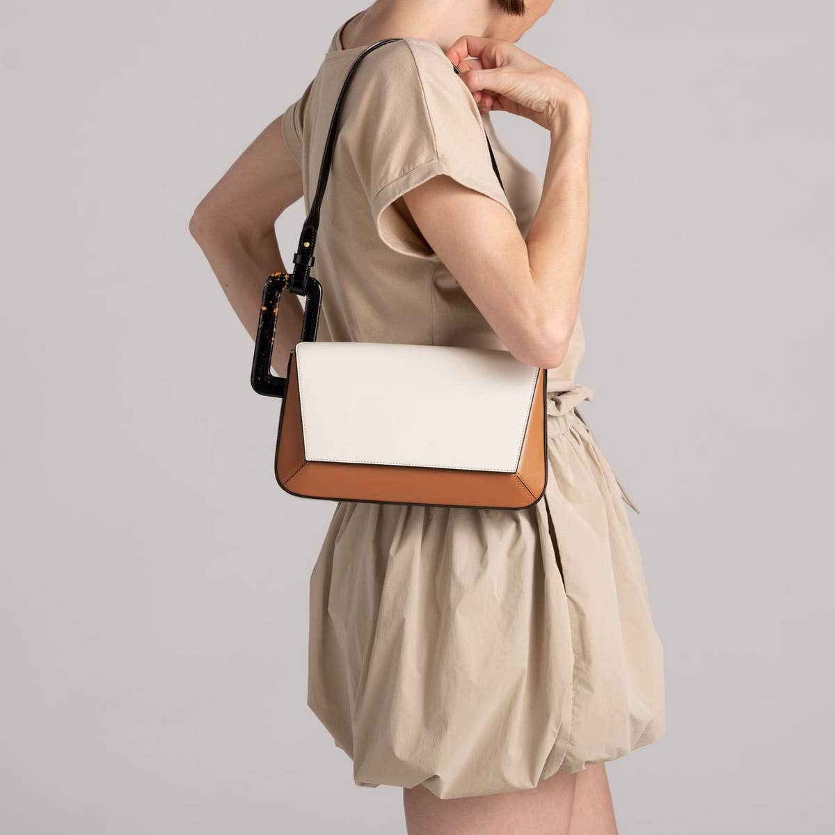 GEOMETRIC SPLICING SMALL SQUARE BAG SHOULDER BAG_CWAB1935