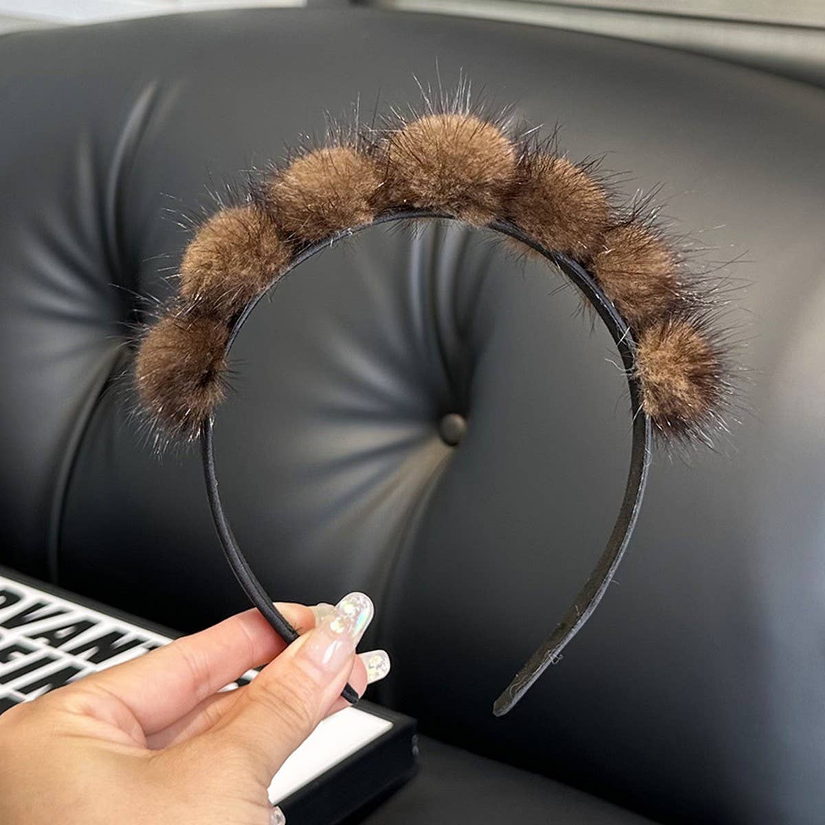 CUTE REAL MINK FUR BALL HEADBAND FUR HEADDRESS