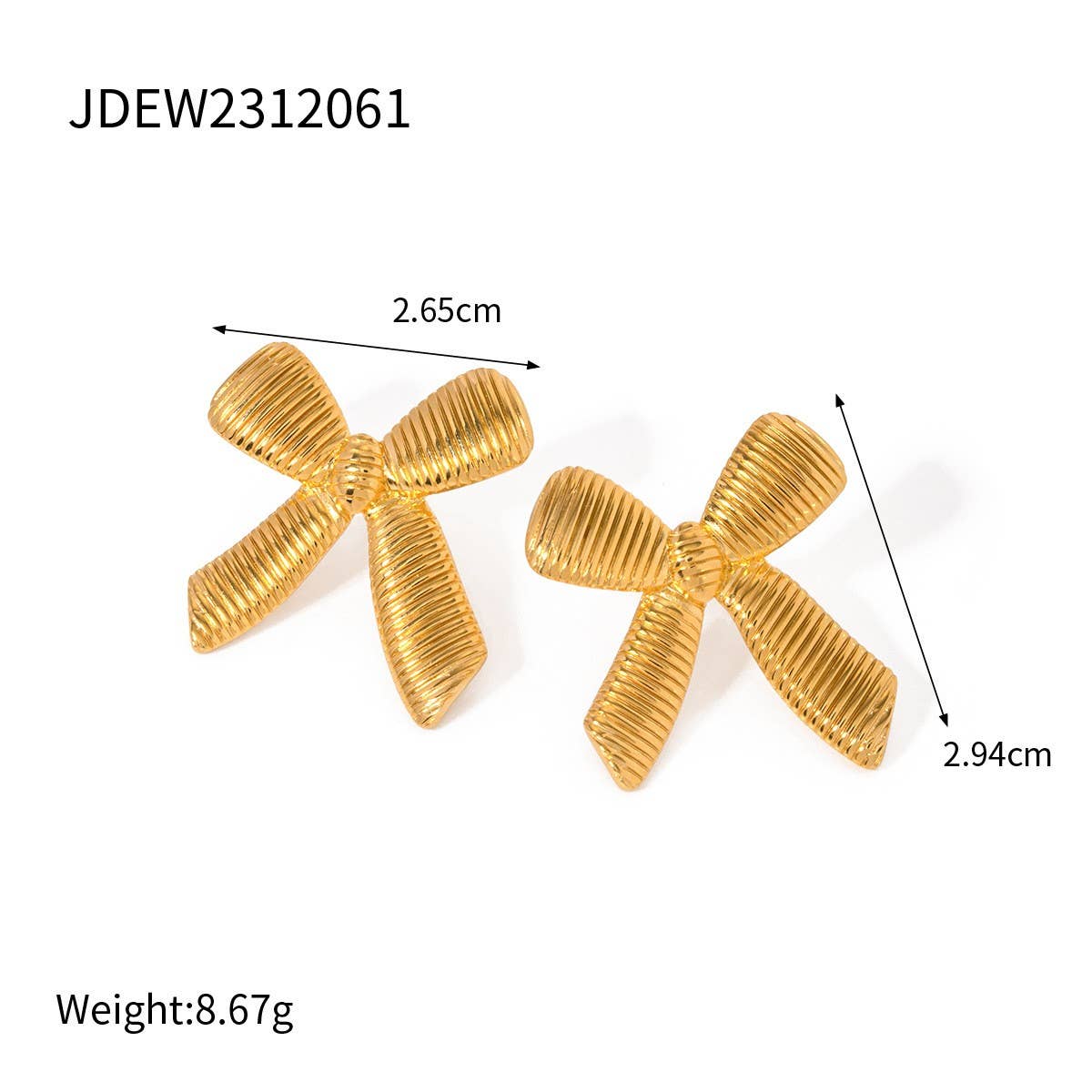 PERSONALIZED ALL-MATCH 18K GOLD BOW EARRINGS_CWASC1655