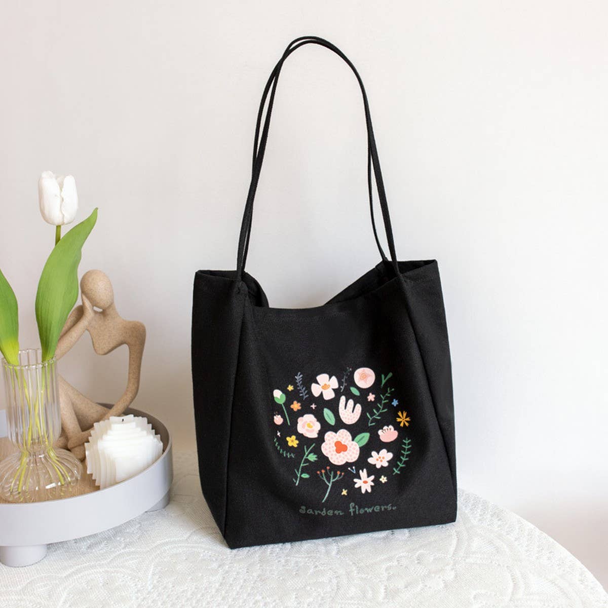 Floral Canvas Tote Bag for Women, Large Capacity_CWAB5621