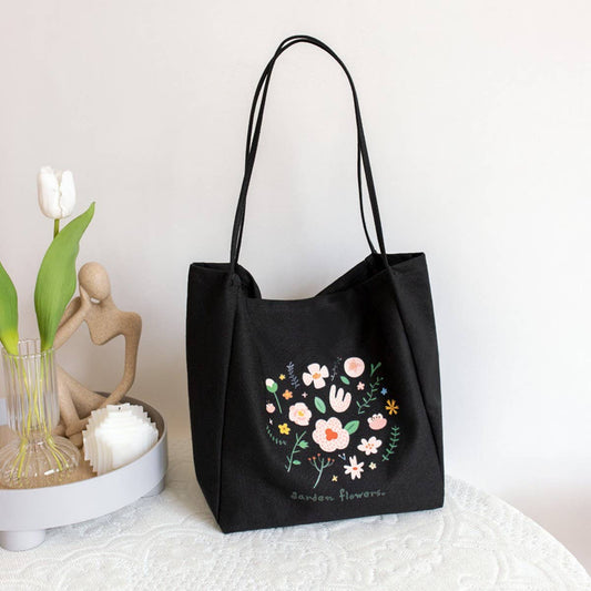 Floral Canvas Tote Bag for Women, Large Capacity_CWAB5621