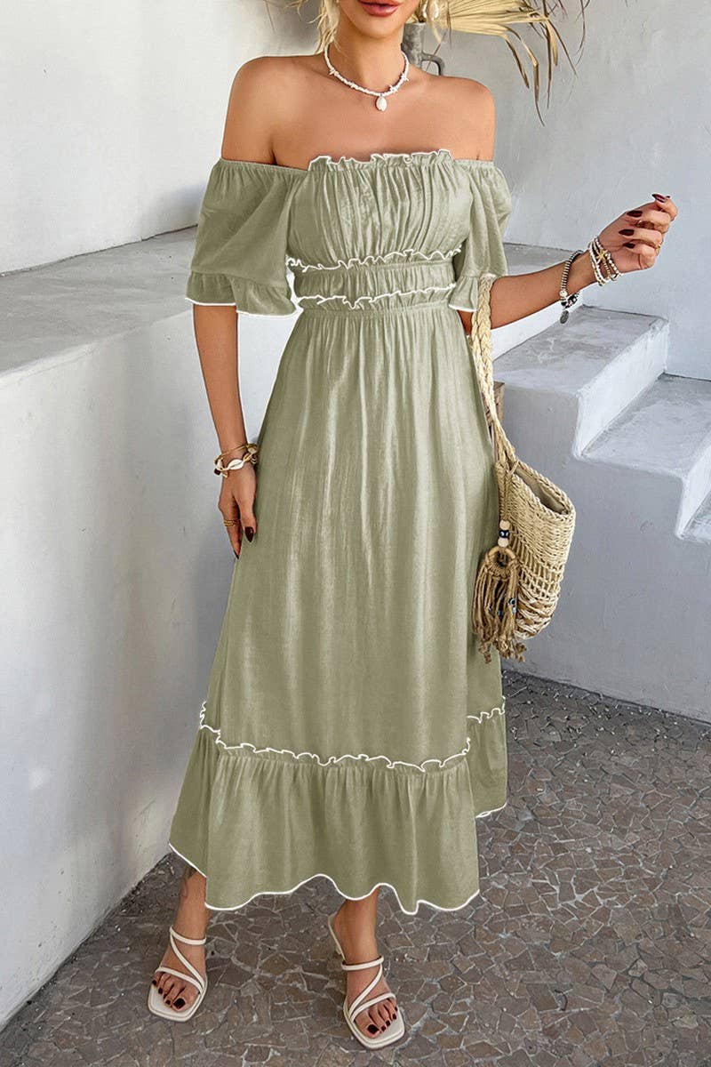 CWDMD5355_SUMMER BOHEMIAN CASUAL HOLIDAY CONTRAST DRESS