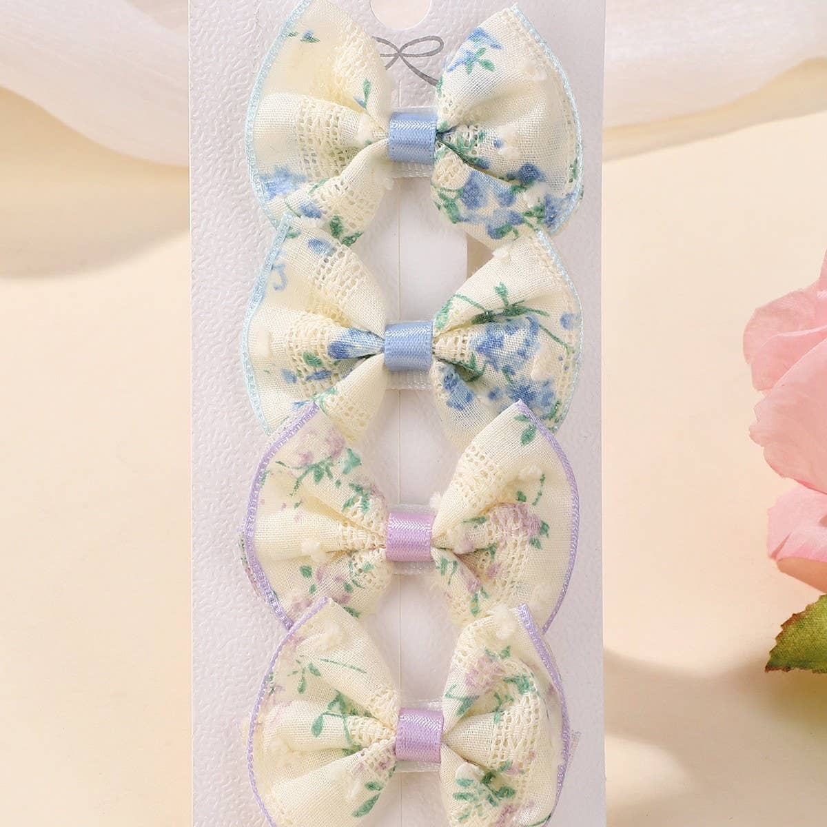 Kids Embroidered Bow Hair Clip Set ? Handmade