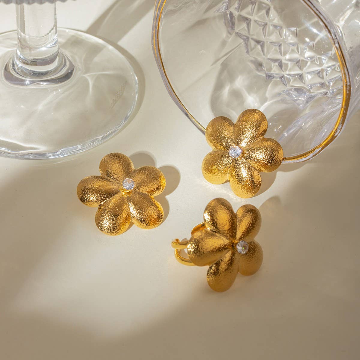 FASHION PERSONALIZED FLOWER EARRINGS AND RING SET_CWAJE1886