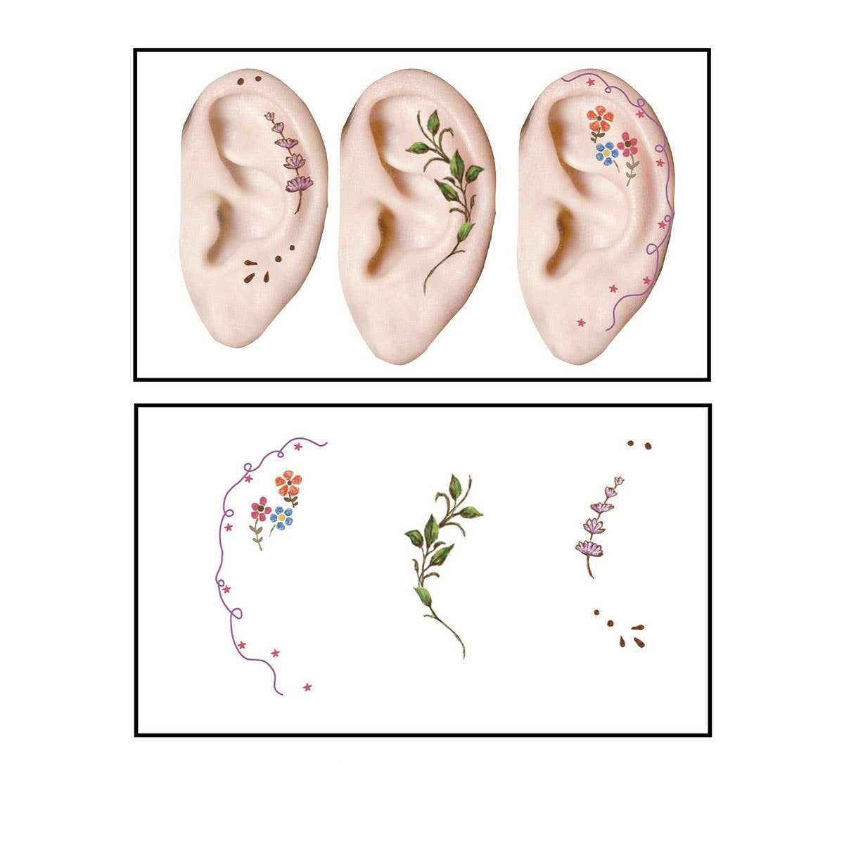 Waterproof Ear Tattoos ? Cute Cartoon Set