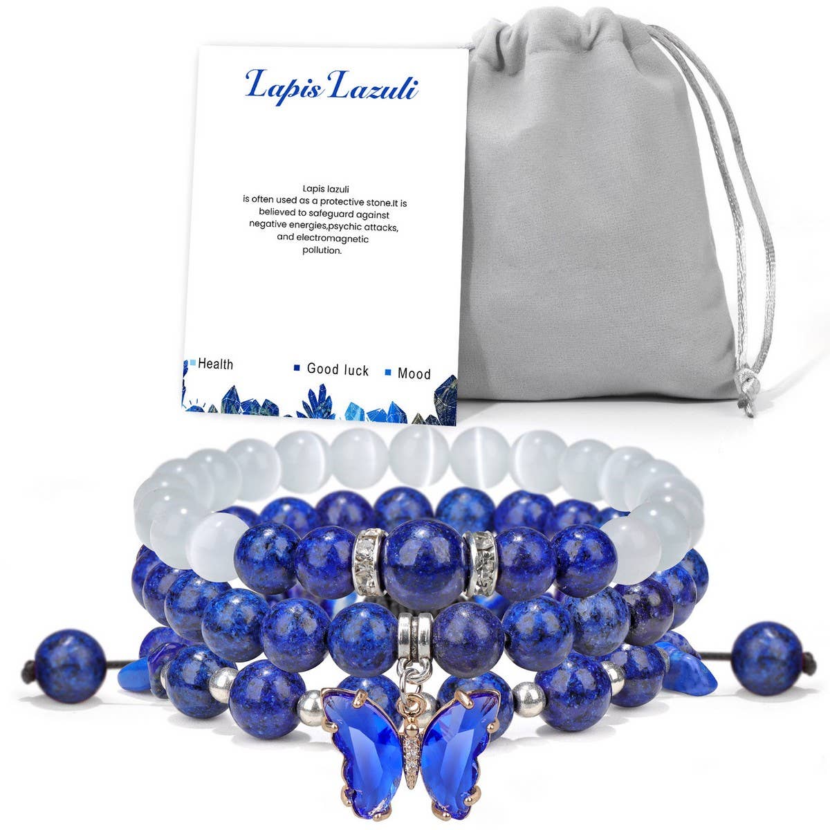 CWAJE4297_SIMPLE BUTTERFLY AMETHYST THREE-PIECE BRACELE