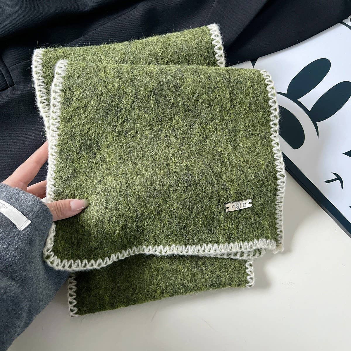 Mint Green Colorblock Scarf - Soft Retro Chic