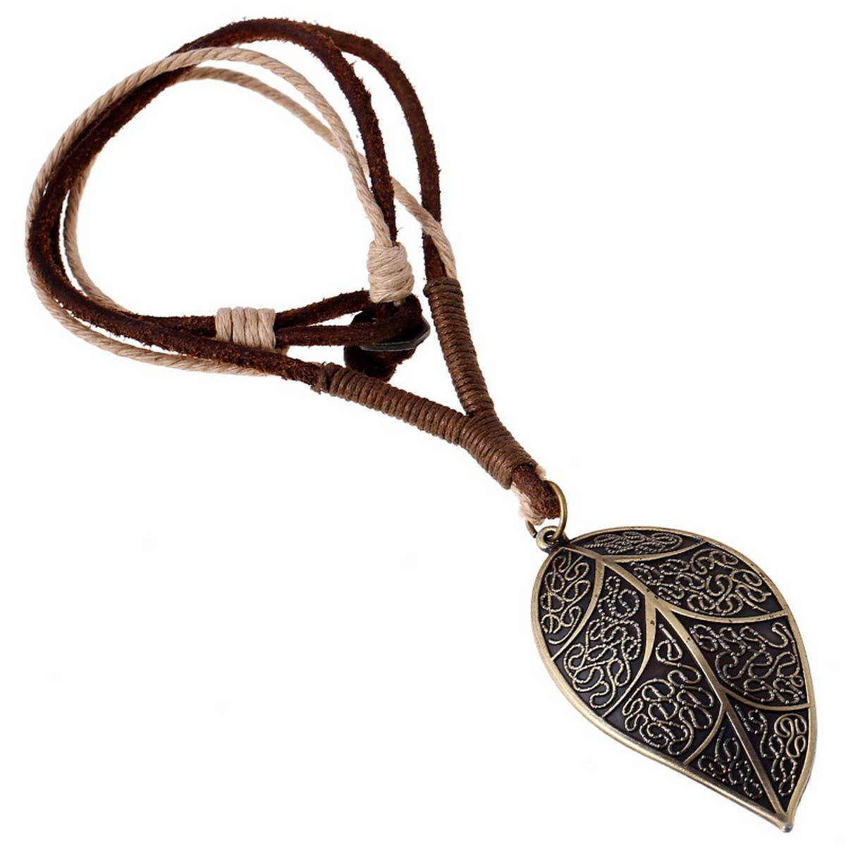 VINTAGE CREATIVE LEAF LEATHER NECKLACE