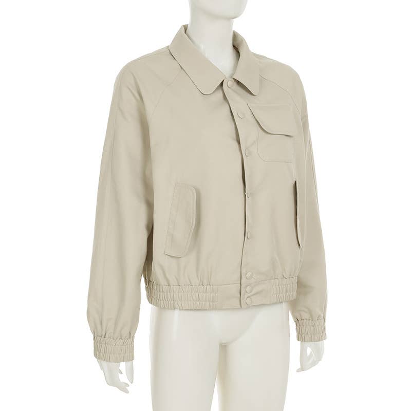 SINGLE-BREASTED POCKET CARGO JACKET WITH LAPEL