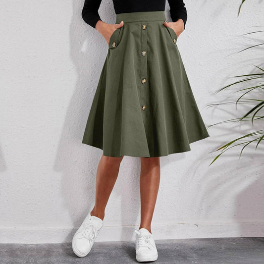 ELEGANT UMBRELLA SKIRT WITH FRENCH POCKET WAIST