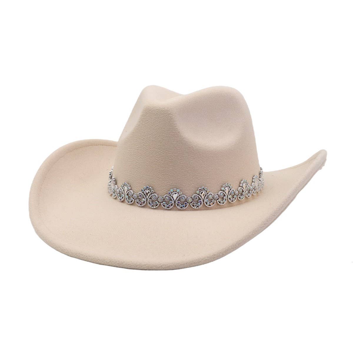 Western Rhinestone Felt Cowboy Hat for Women Men_CWAH04479