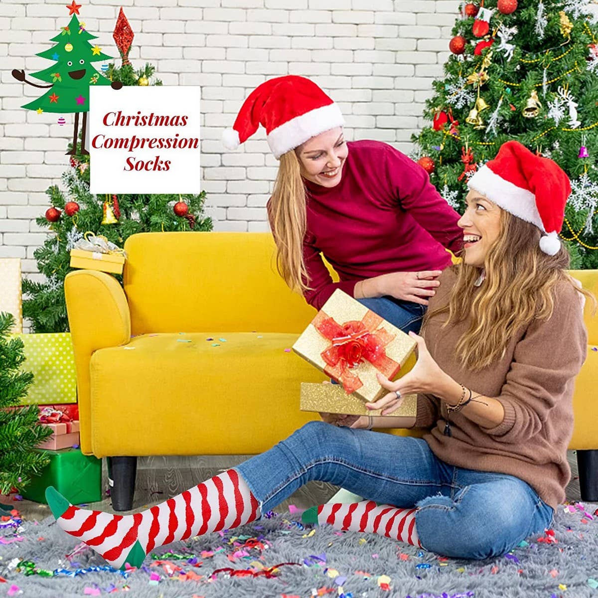 WOMEN'S CHRISTMAS SPORTS COMPRESSION SOCKS