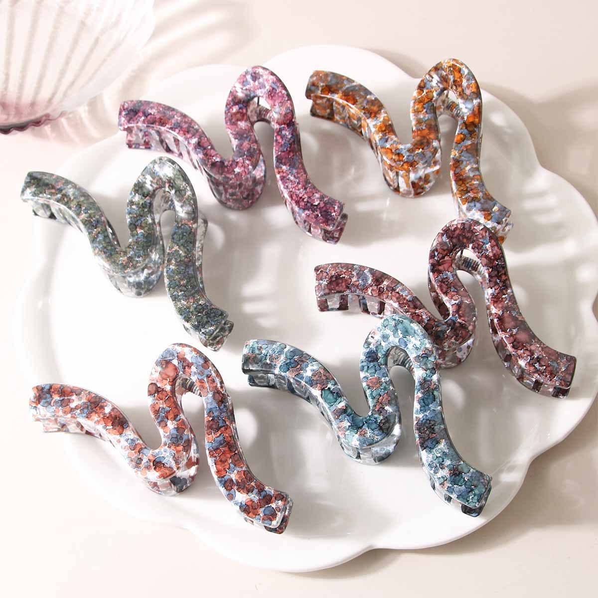 Wavy design inkjet PC large clipper hair clip