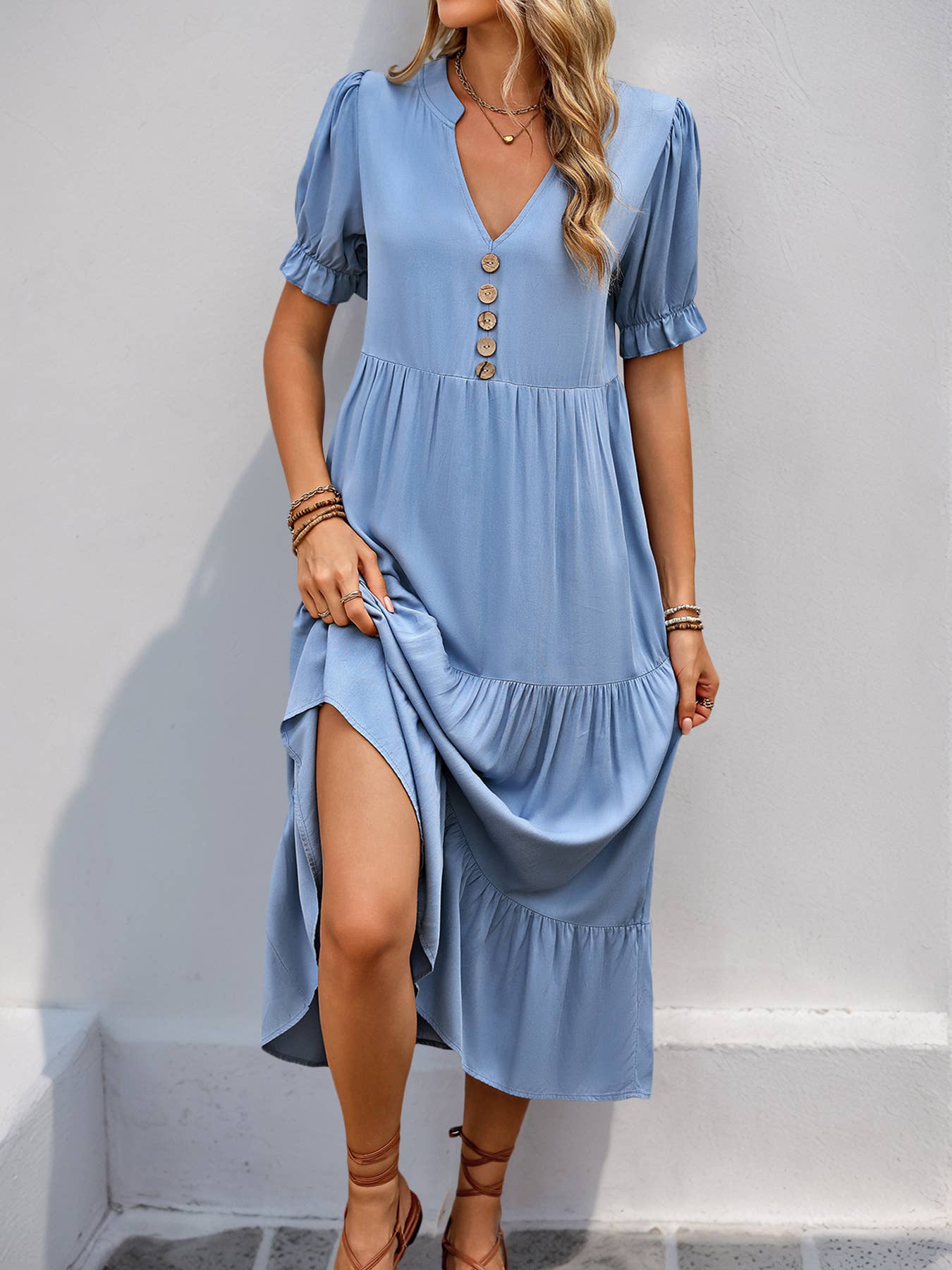 Loose casual chicken heart collar A-line dress