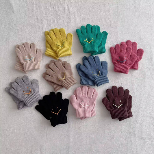 WINTER CUTE SMILEY FACE CHILDREN'S KNITTED GLOVES_CWAG0497