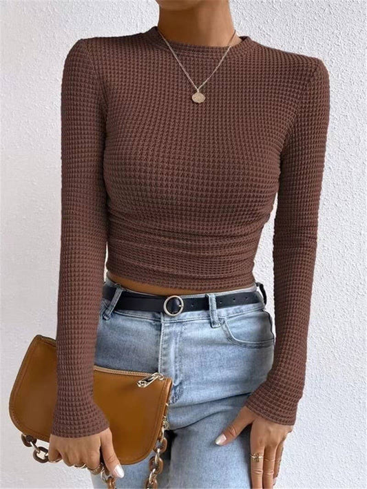 SEXY SLIM-FIT LONG-SLEEVED ROUND NECK T-SHIRT