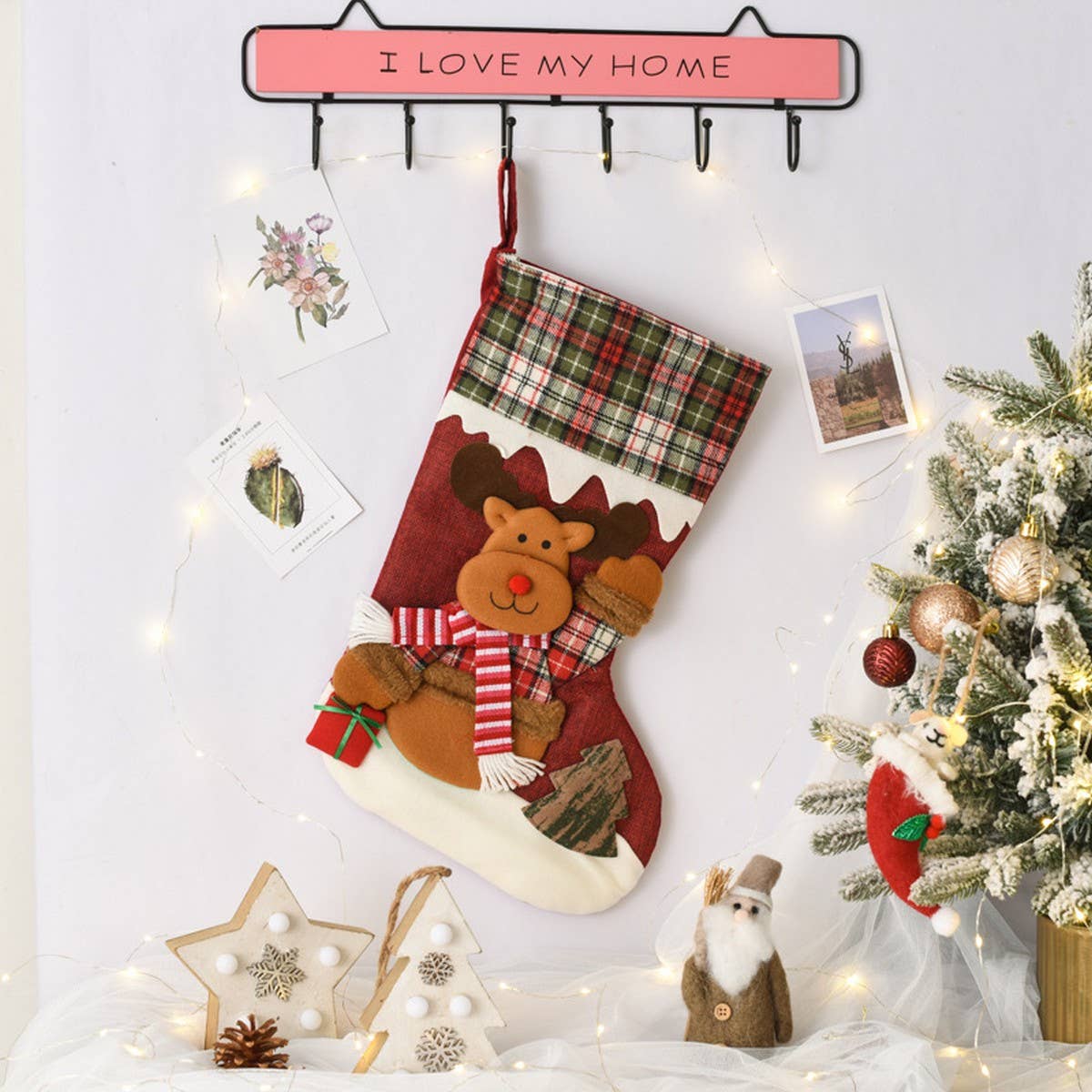 SEQUINED 3D SANTA CLAUS CHRISTMAS STOCKINGS