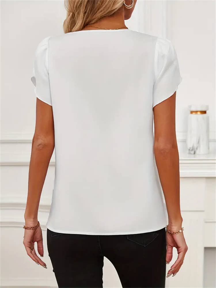 Lace lace pod sleeve blouse