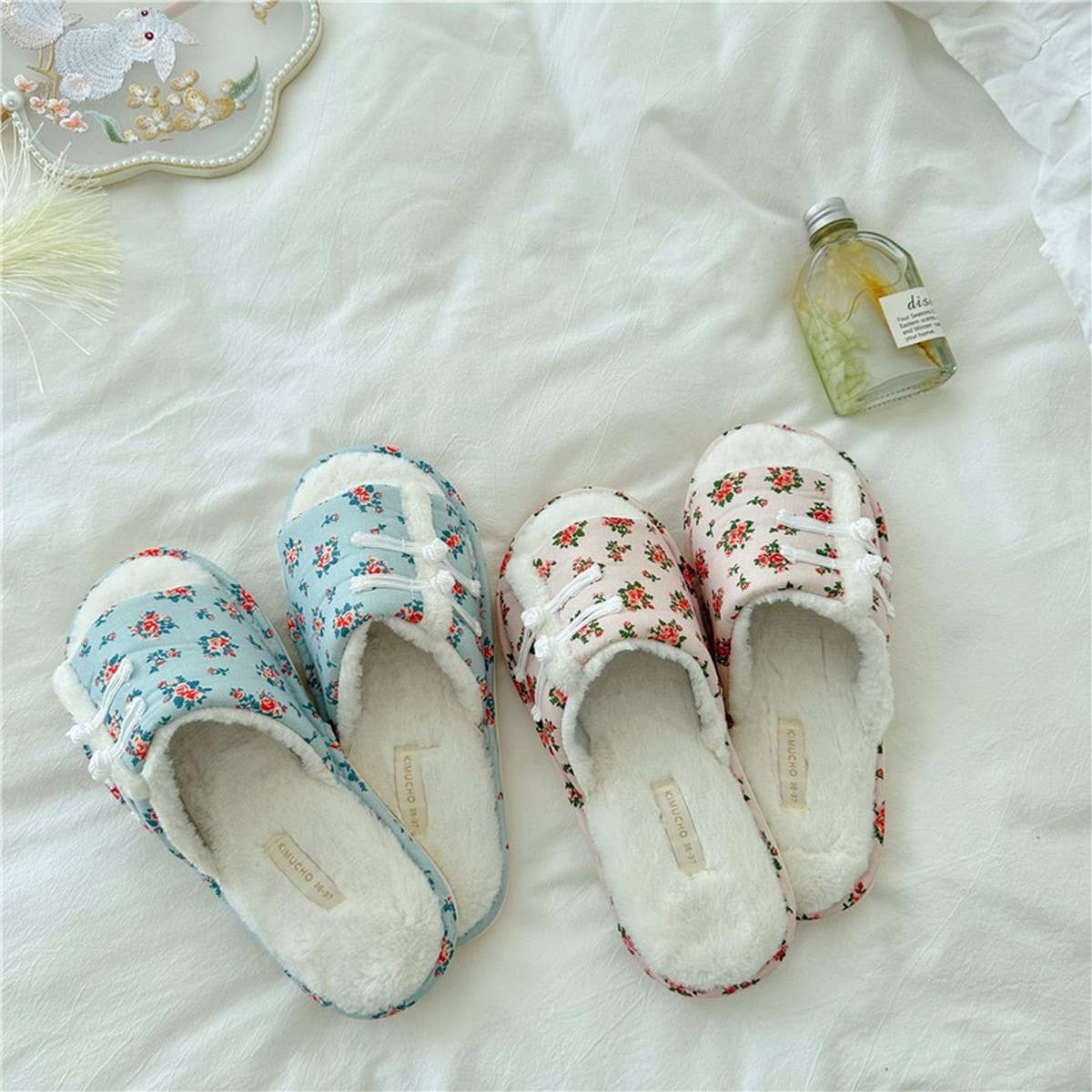 CHEONGSAM BUTTONED PLUSH OPEN-TOE HOME SLIPPERS_CWMM2987