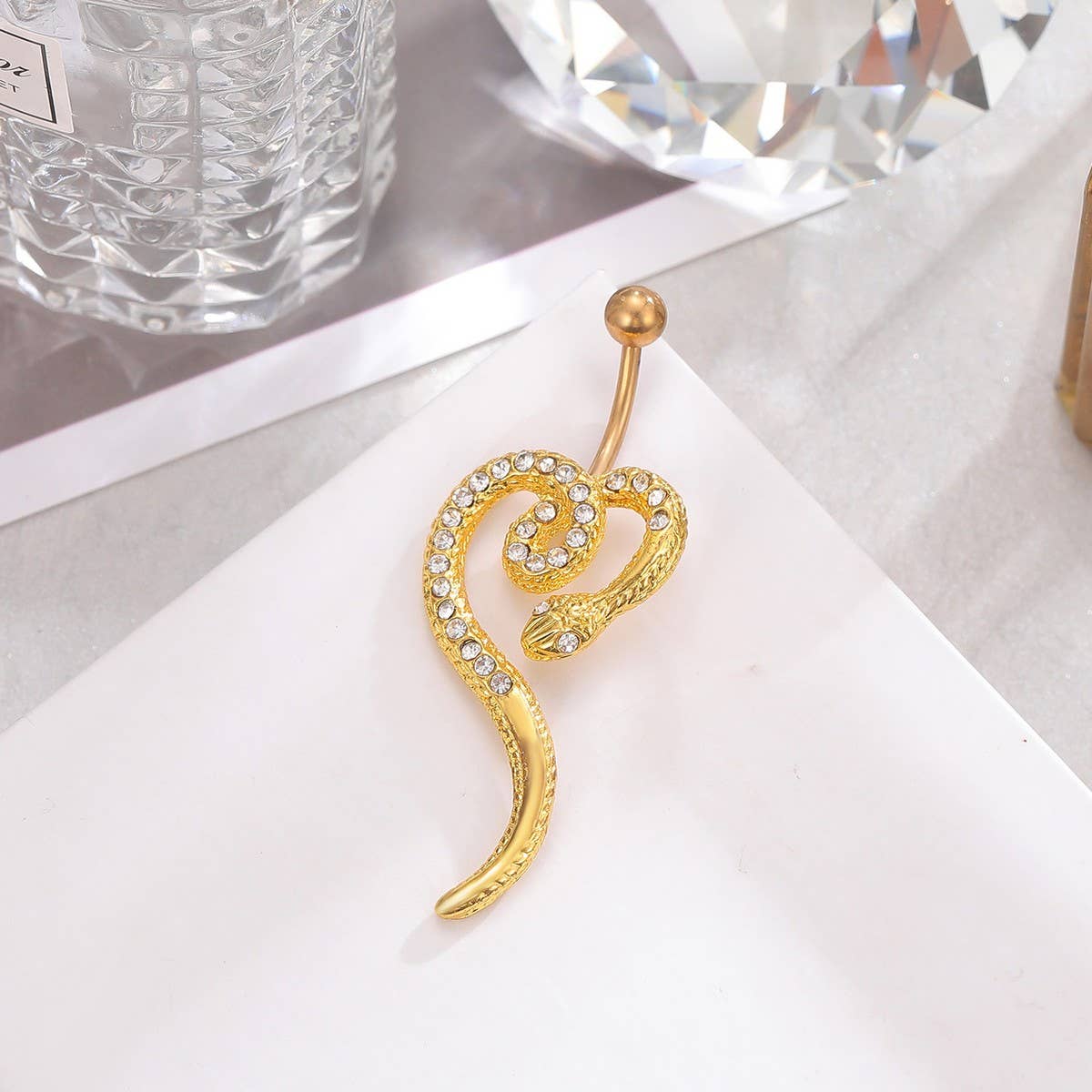 Punk Snake Belly Ring Unique Body Piercing_CWMM9314