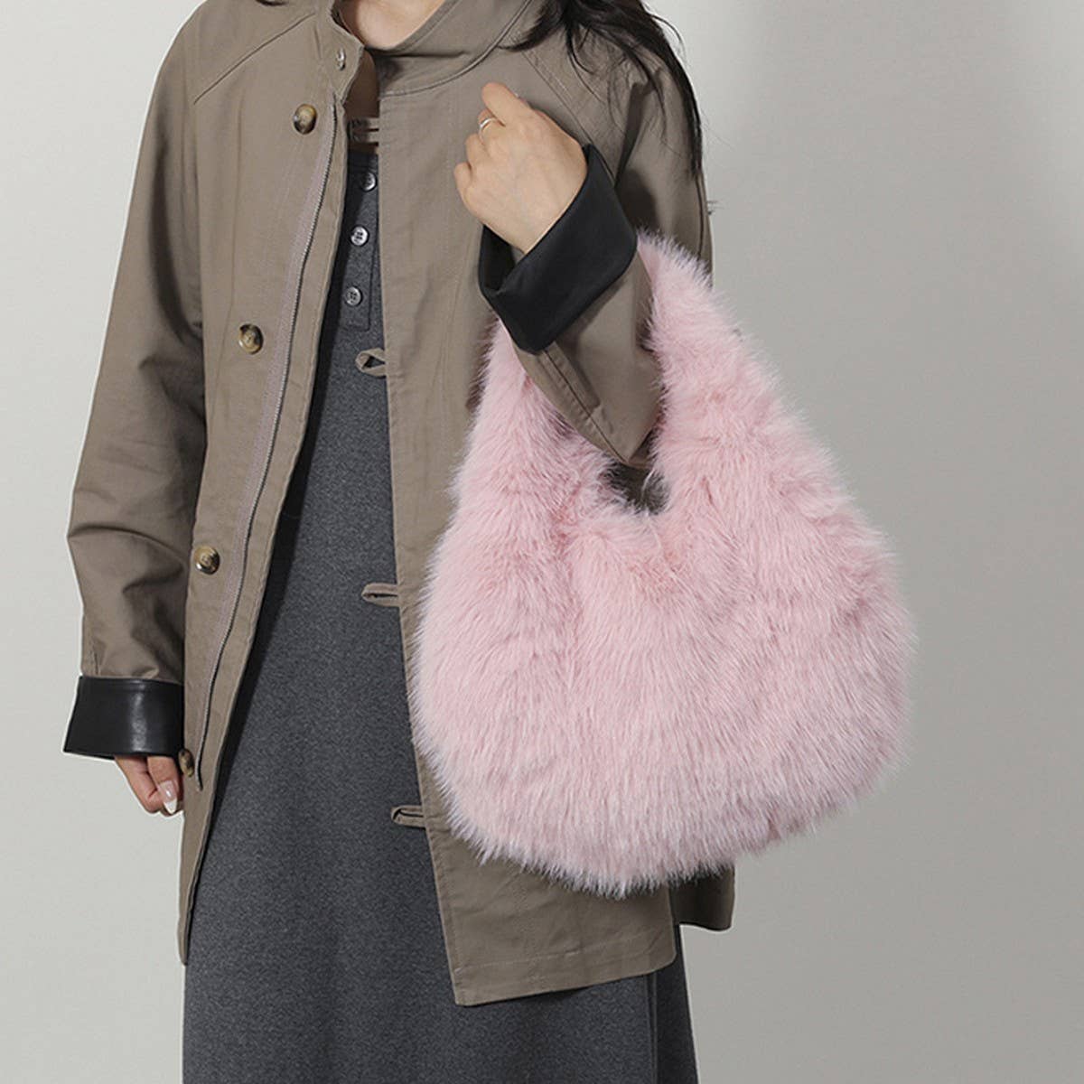WINTER IMITATION FOX FUR ALLMATCH HANDBAG PLUSH BAG_CWAB3961