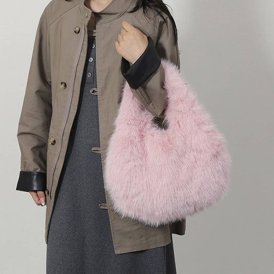 WINTER IMITATION FOX FUR ALLMATCH HANDBAG PLUSH BAG_CWAB3961