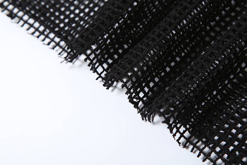 Sheer One Shoulder Mesh Long Sleeve Top