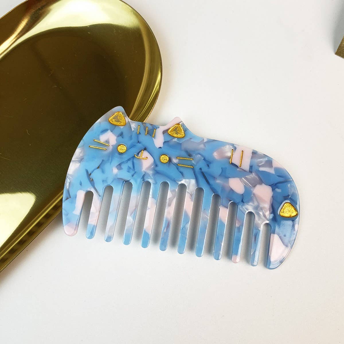 Cat Acetate Wide ToothComb Retro AntiStaticHairComb_CWMM6439