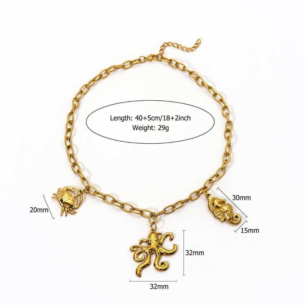 Ocean Style Necklace with Sea Animal Charms_CWMM8807