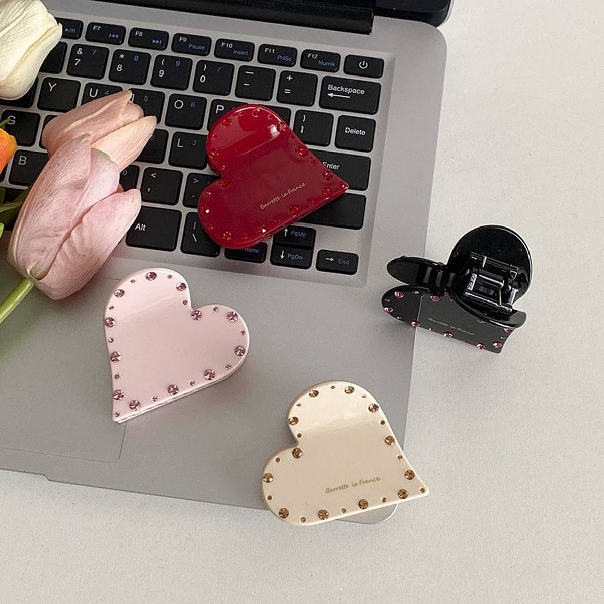 Crystal Heart Acetate Hair Claw ? Lux Chic Style