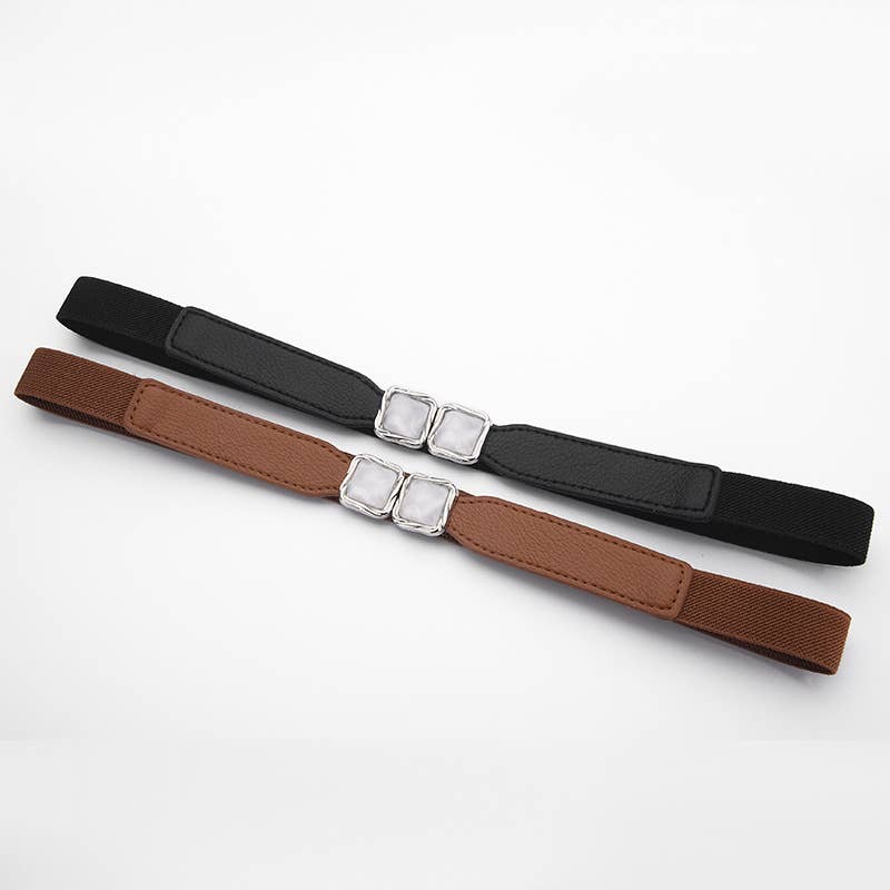 Metal hook buckle retro elastic fine belt