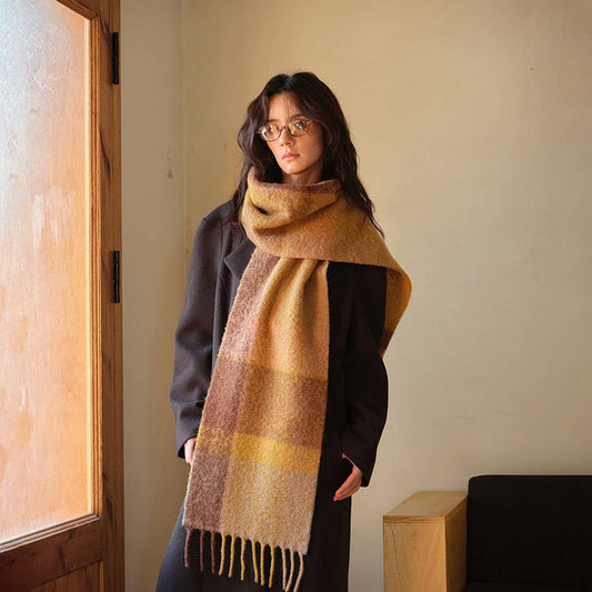 Wool Scarf for Winter ??Reversible Checkered Shawl_CWASC2327