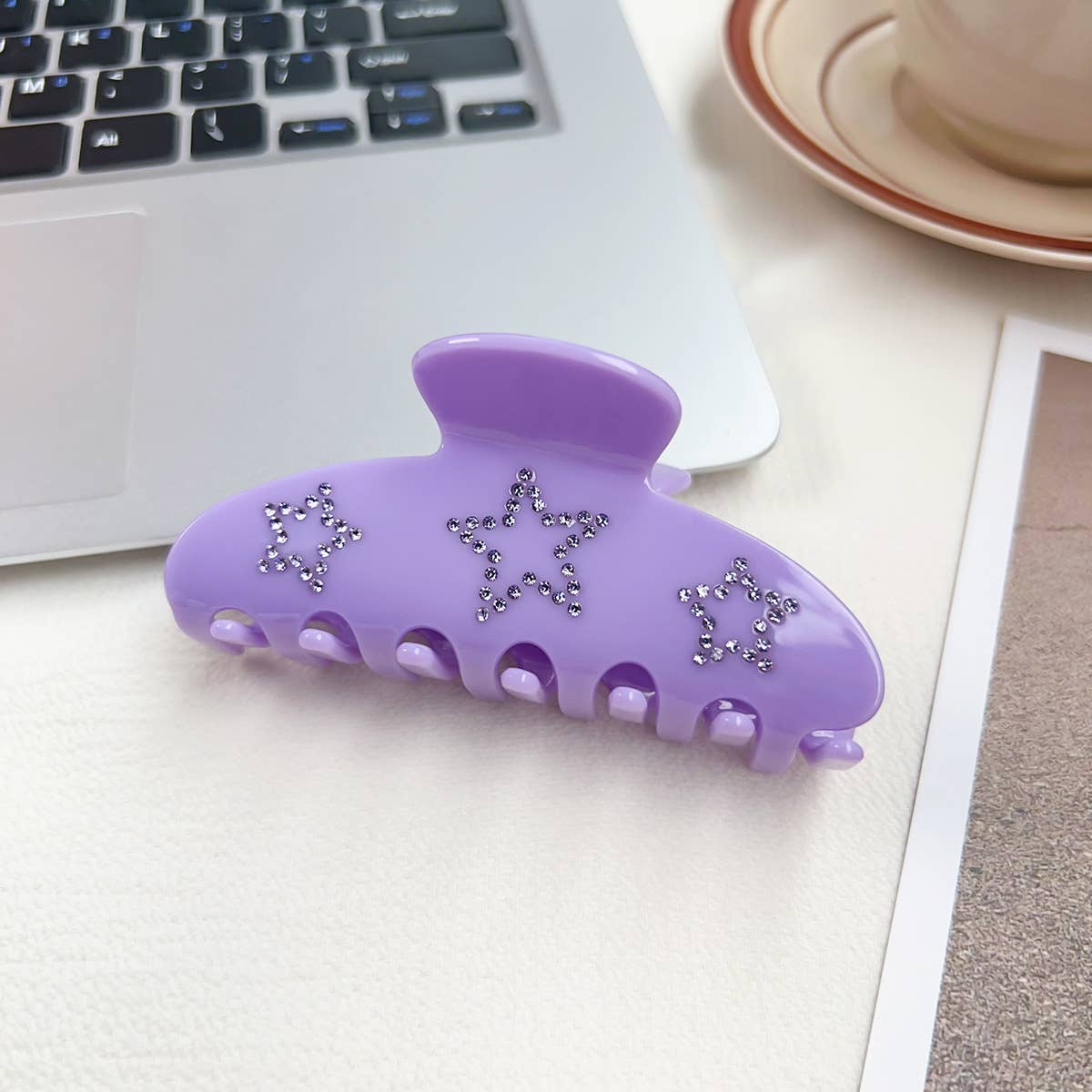 Elegant diamond-encrusted acetate hairpin clipper