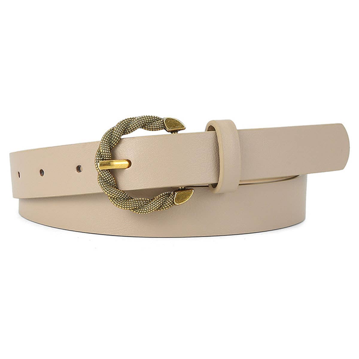 Snake-patterned pin buckle PU leather belt