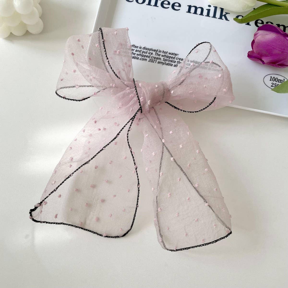 FASHIONABLE POLKA DOT BOW SCARF SCARF
