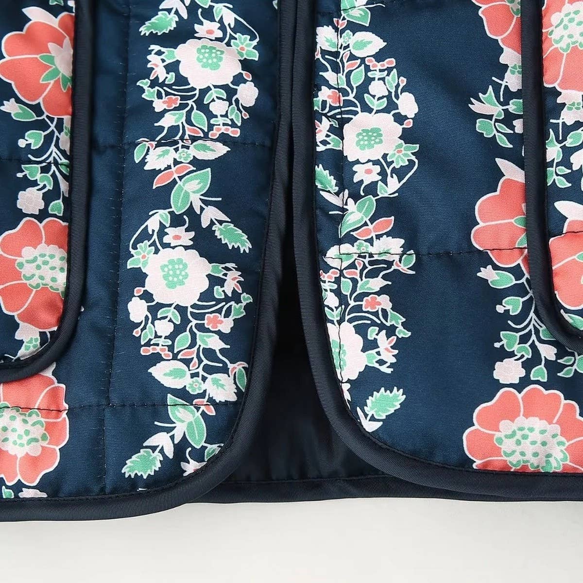 STAND COLLAR FLORAL PRINT LOOSE QUILTED JACKET_CWOJA1560