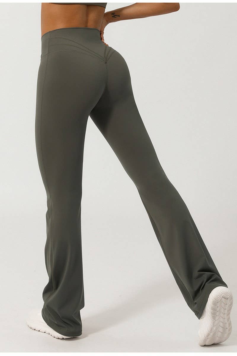 CWBLP1230_V WAIST CROSS FITNESS SPORTS YOGA FLARED PANTS