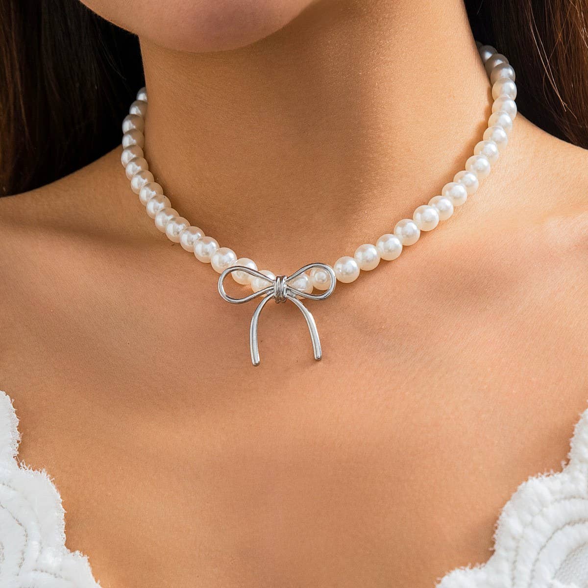 HOT SELLING BLACK BOW BEADED NECKLACE