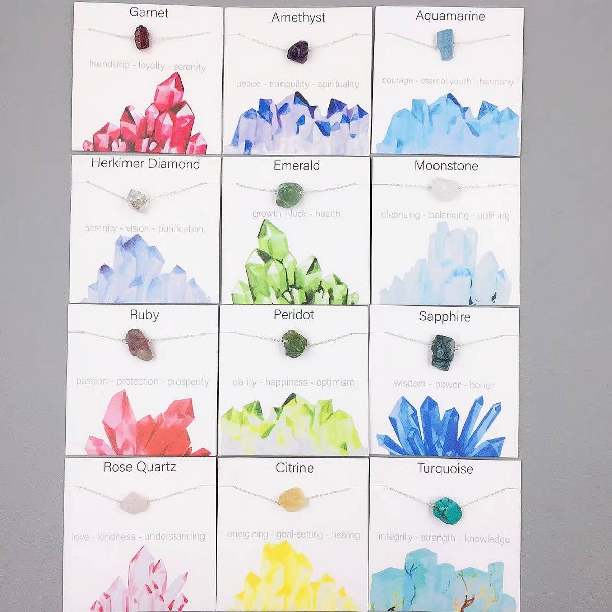 NATURAL CRYSTAL PENDANT NECKLACE WITH CARD