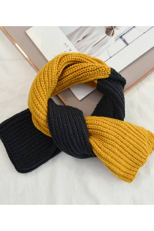 Yarn Knit Colorblock Scarf - Cozy Neck Wrap_CWASC0052