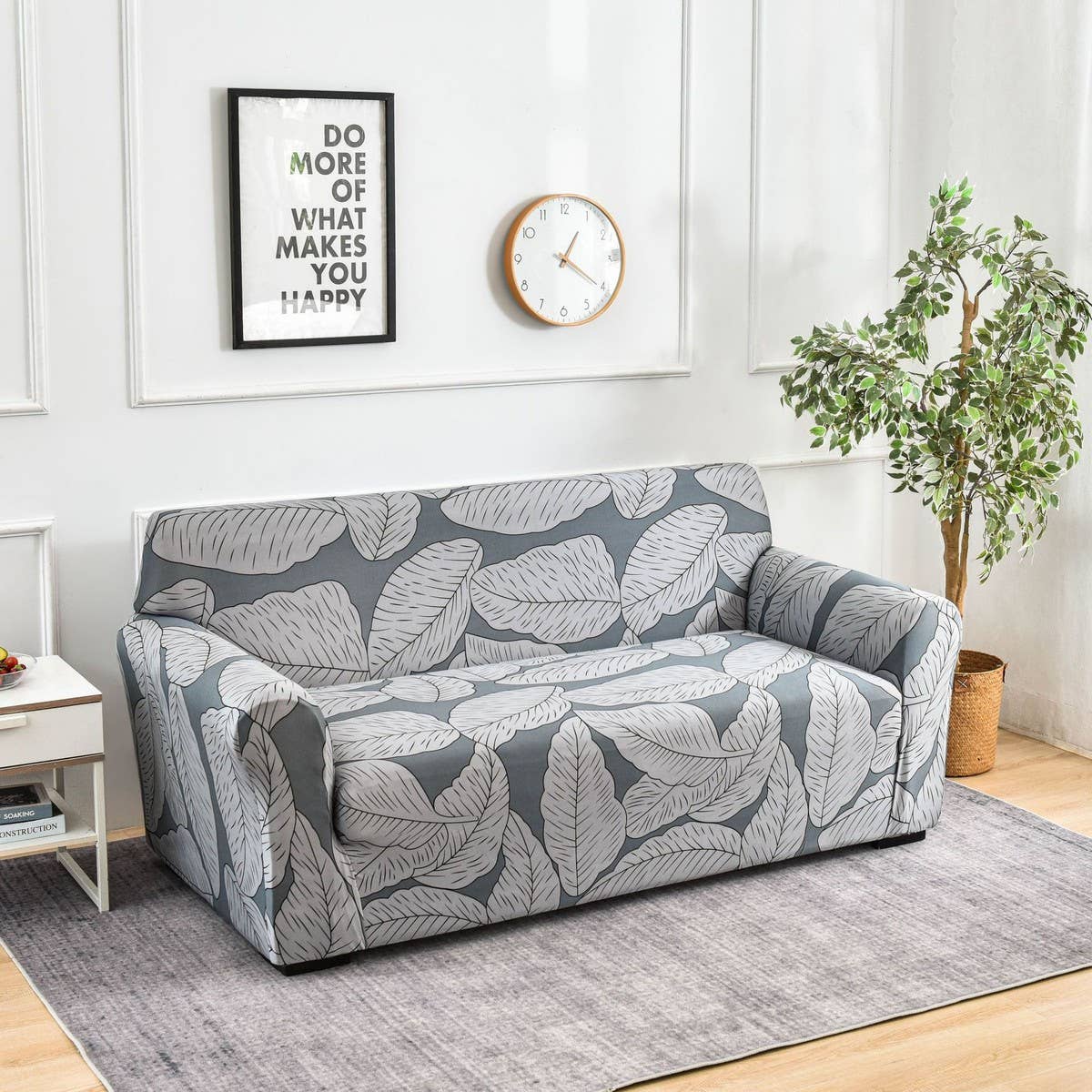 Stretch Sofa Cover, Solid Print, All-in-One Fit_CWMM8309