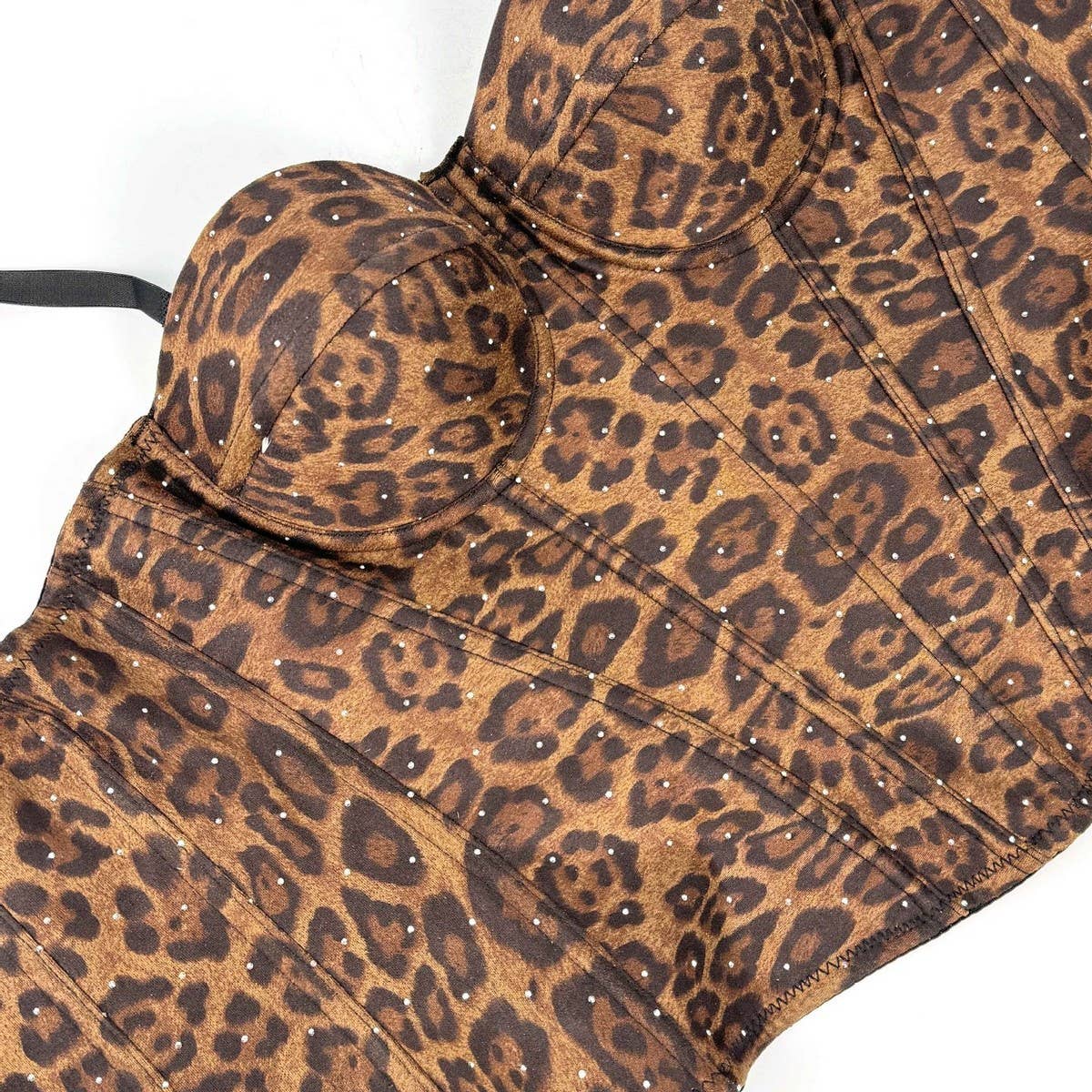 BROWN LEOPARD SUEDE PUSH-UP BODY SHAPING BRA_CWMM4130