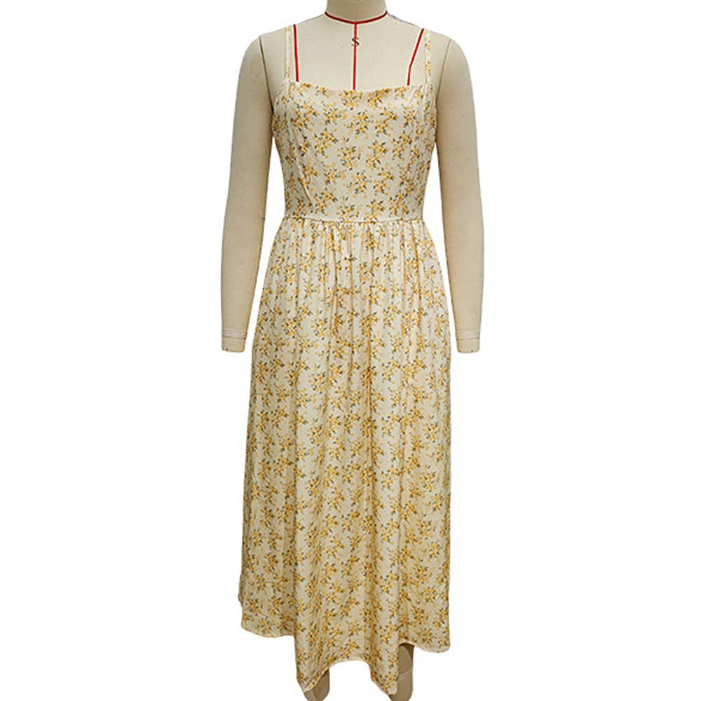 Printed backless sexy long halter dress