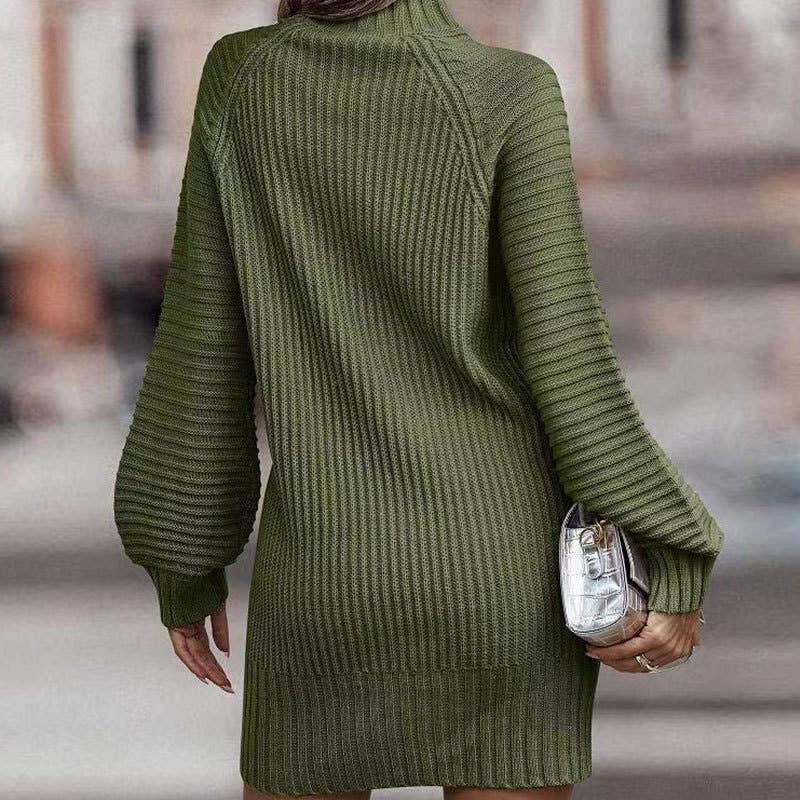 TURTLENECK SWEATER WOMEN LONG-SLEEVED KNIT DRESS