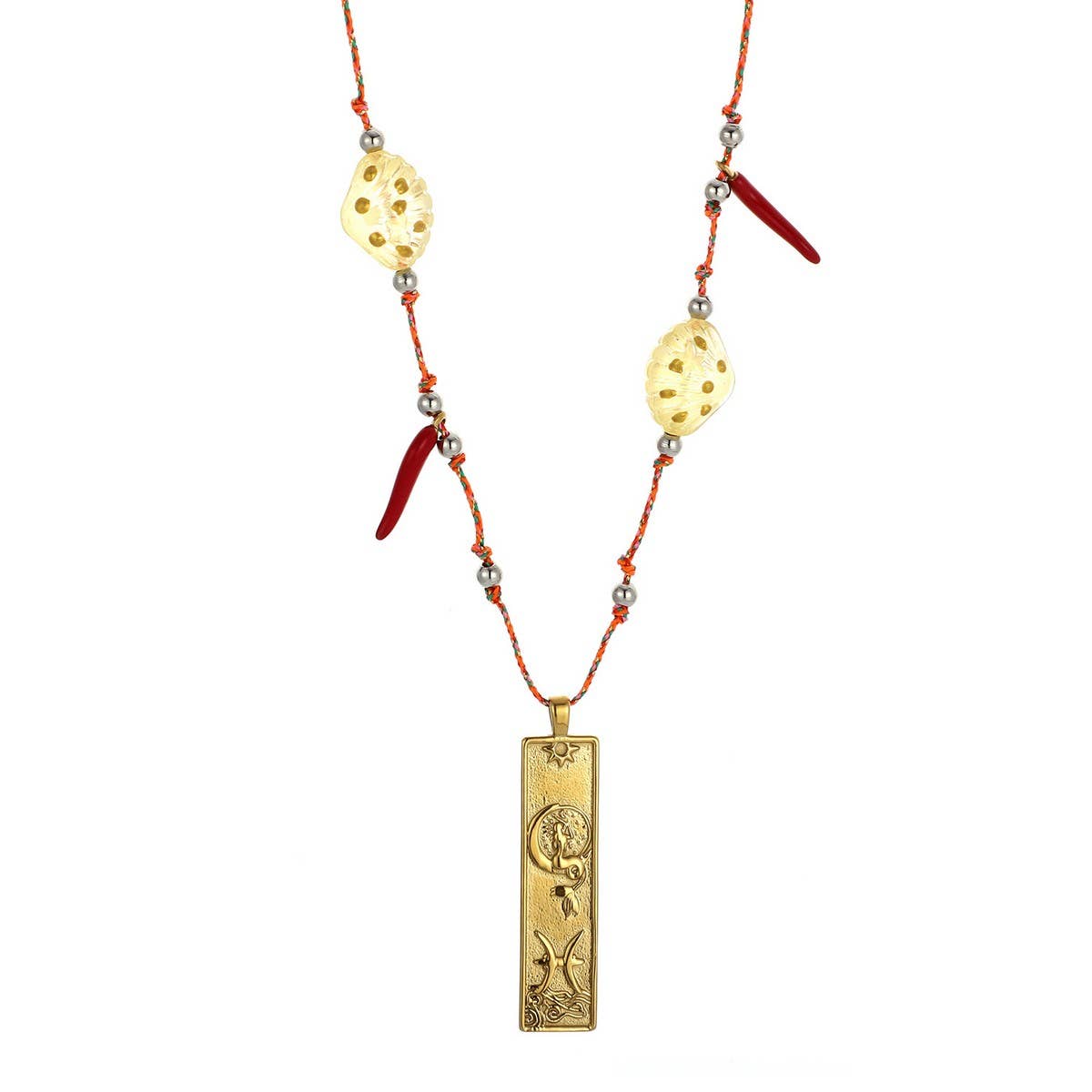 Handmade Zodiac Square Steel Cotton Necklace