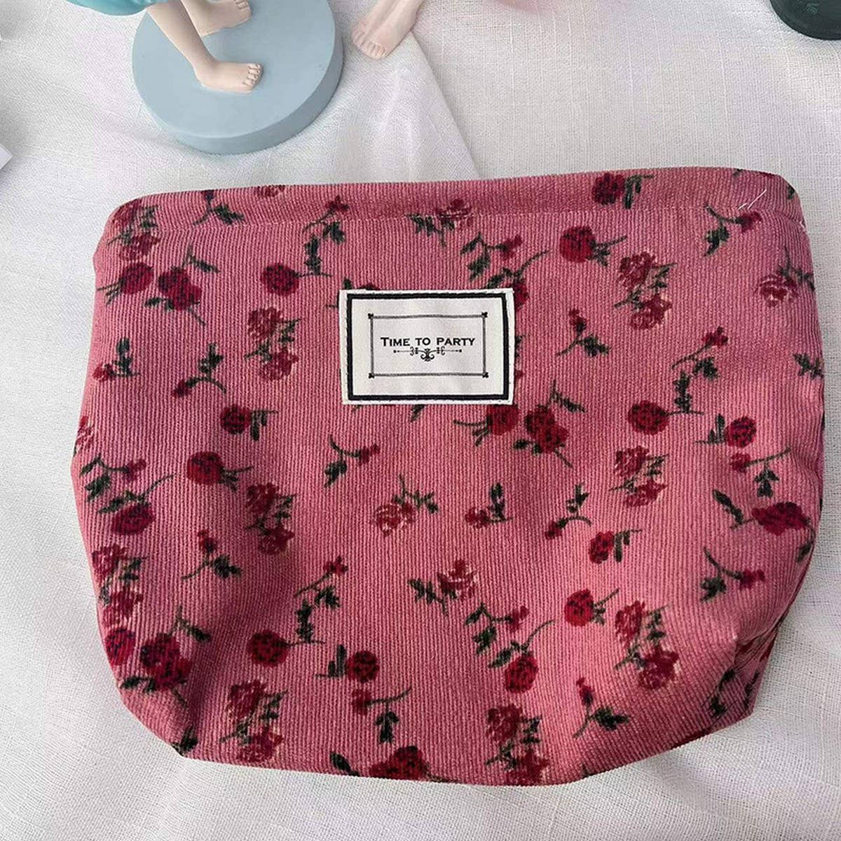 CONTRAST FLOWER PATTERN ZIPPER PORTABLE WASH BAG_CWAB1217