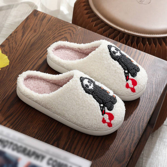 HALLOWEEN SKULL GHOST EMBROIDERY COTTON SLIPPERS