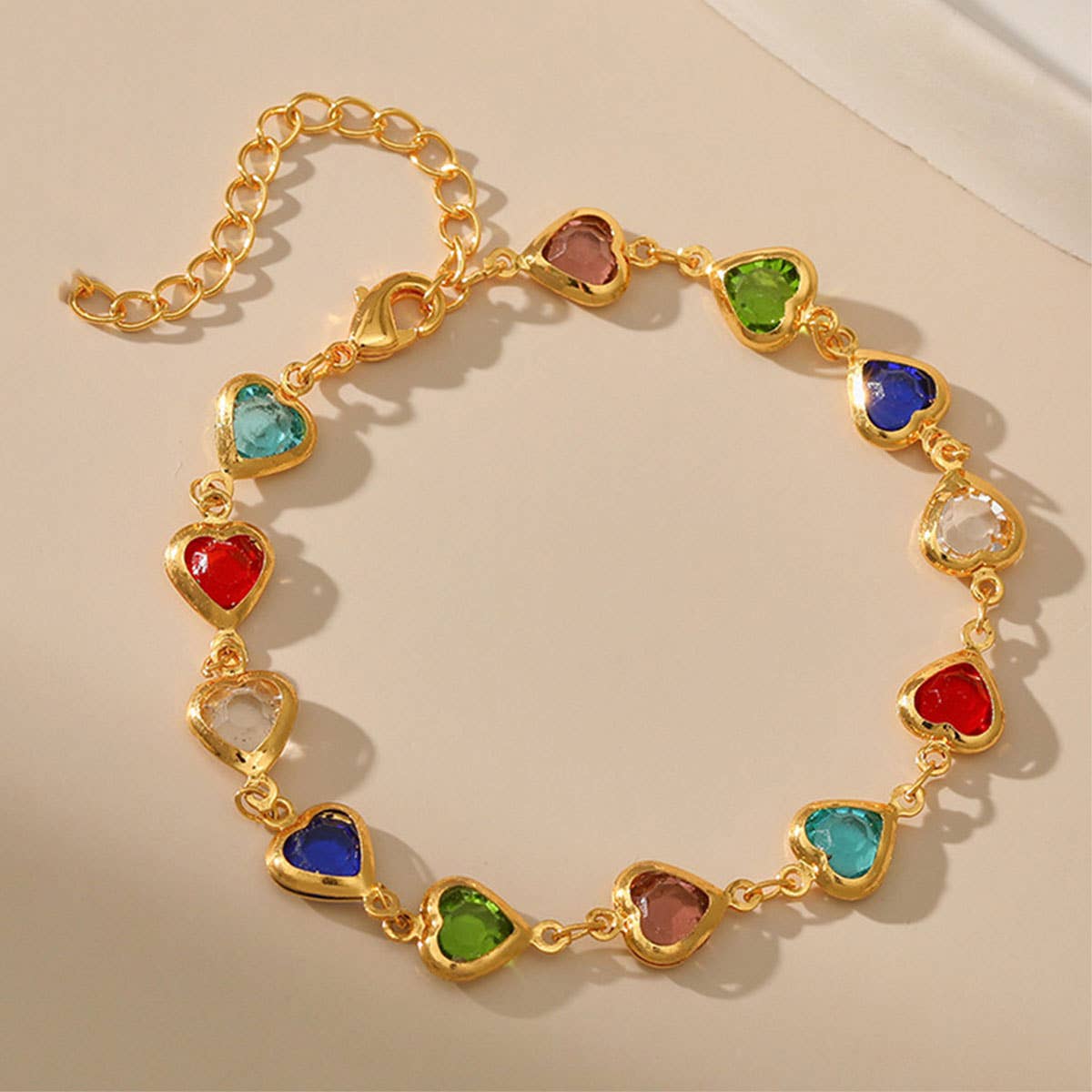 Candy-colored glass diamond beaded bracelet