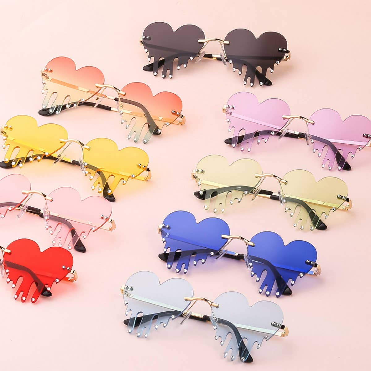FASHIONABLE DIAMOND MELTING HEART SUNGLASSES