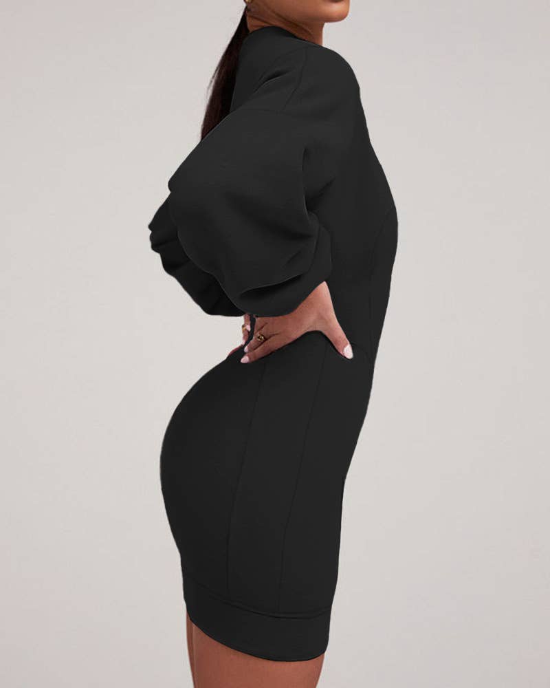 EMBELLISH SPLIT HIP LIFT LINE DESIGN SWEATDRESS